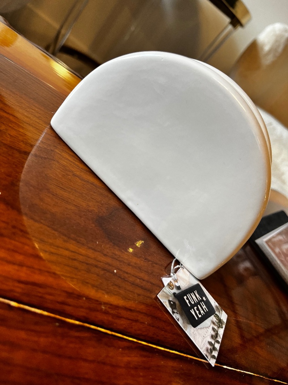 Vintage White Ceramic Half Moon Holder